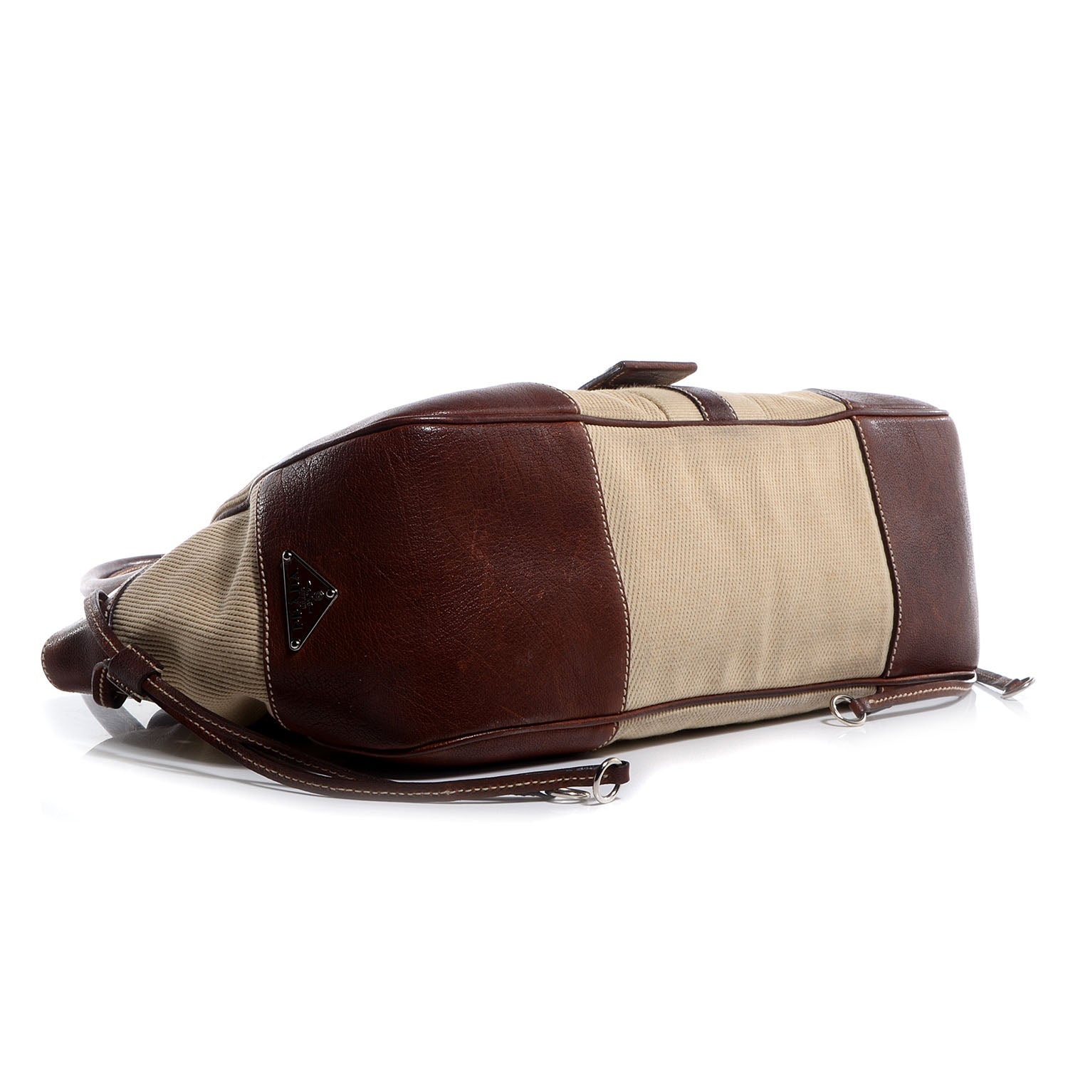 Prada Canapa Leather Foldover Satchel Bruciato 5 of 11