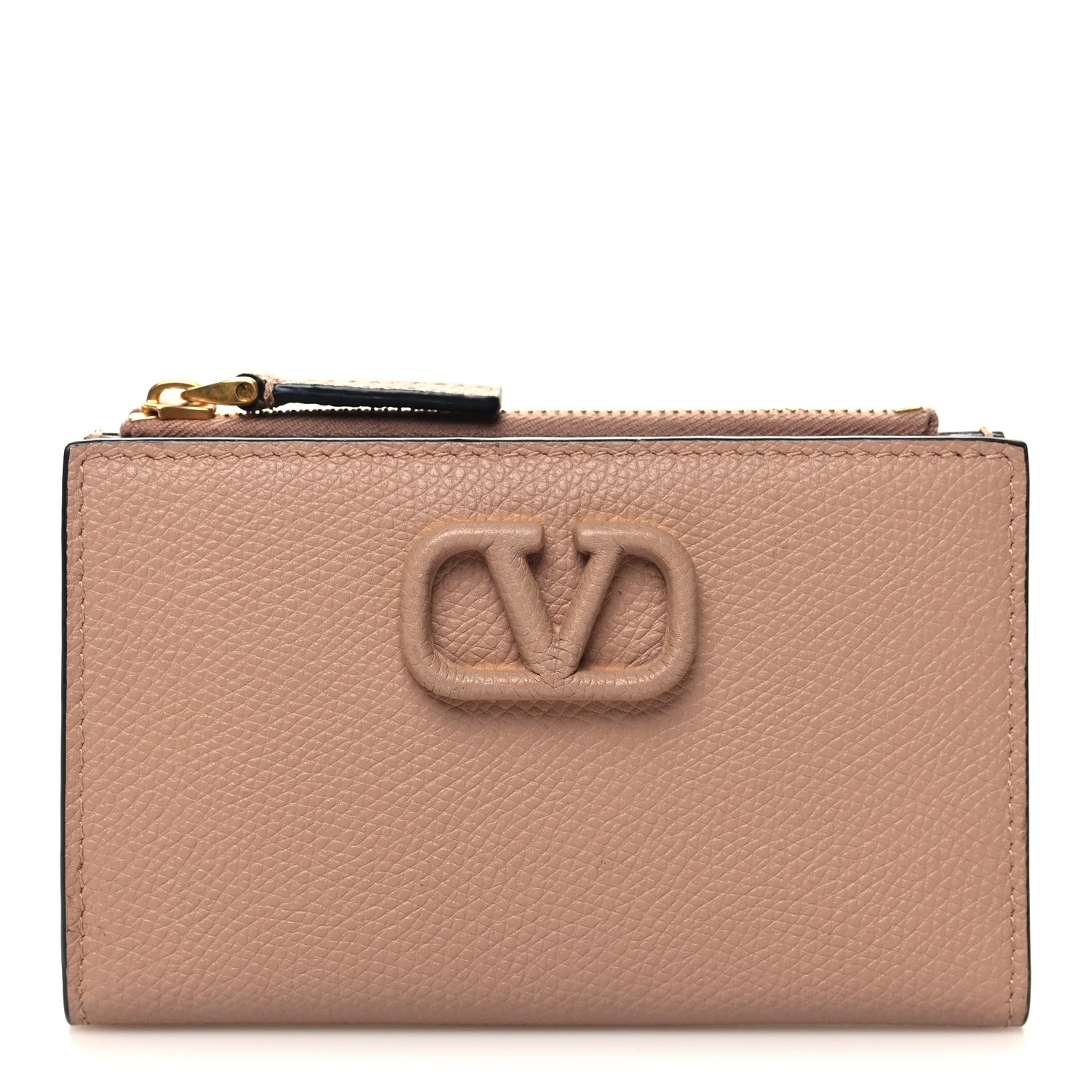 Valentino Garavani Calfskin Vlogo Zip Wallet Rose Cannelle 1 of 8