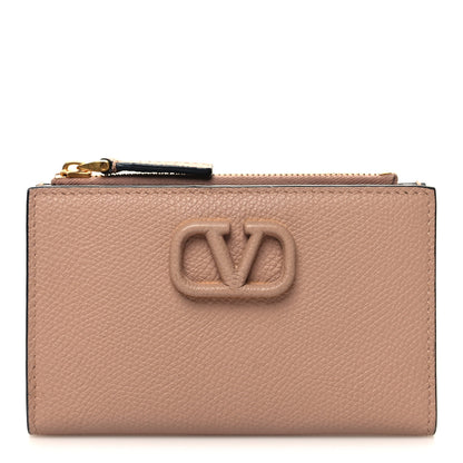 Valentino Garavani Calfskin Vlogo Zip Wallet Rose Cannelle 1 of 8