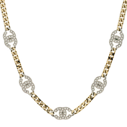 Chanel Crystal Chain CC Link Choker Gold Silver 1 of 6