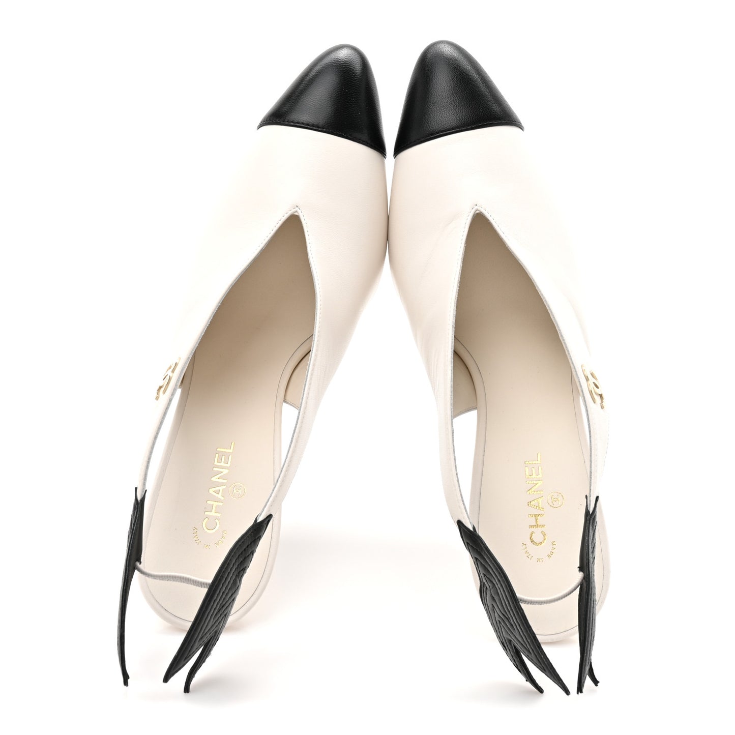 Lambskin Slingback Pumps 40 White Black