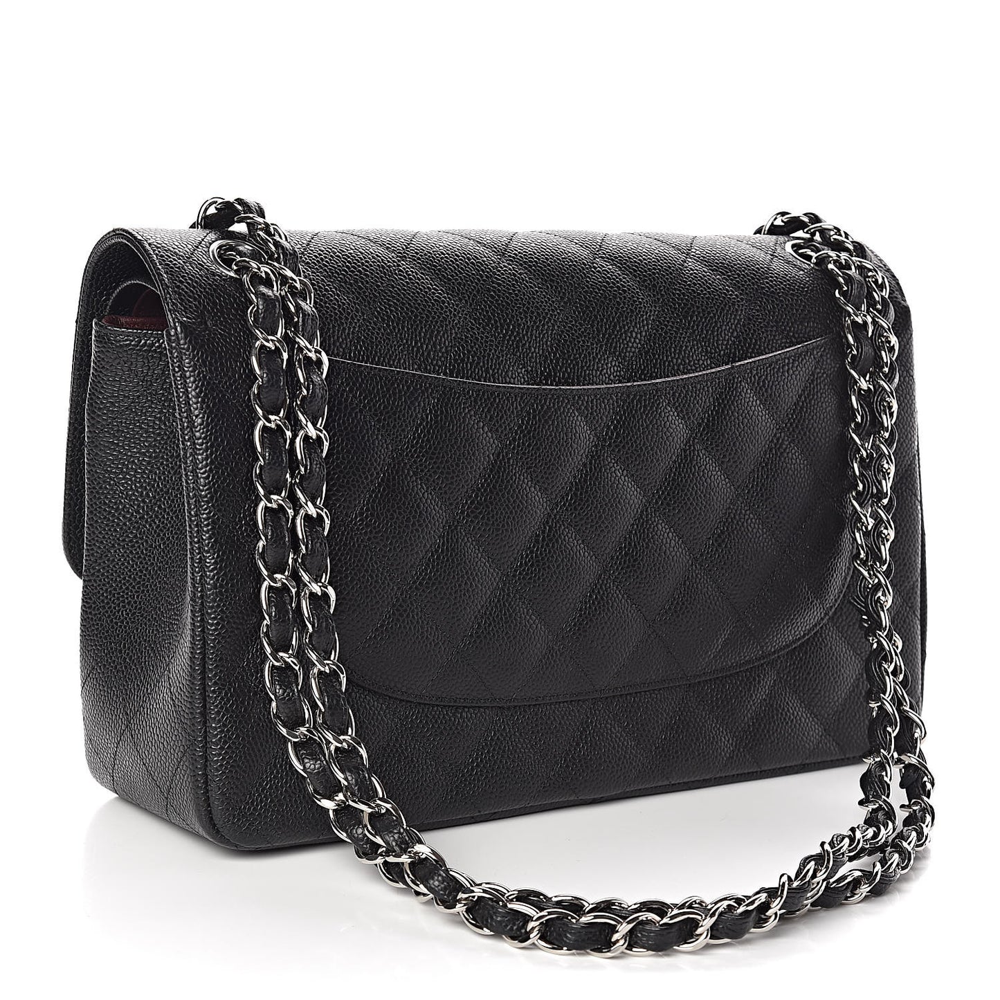 Caviar Quilted Jumbo Double Flap Black