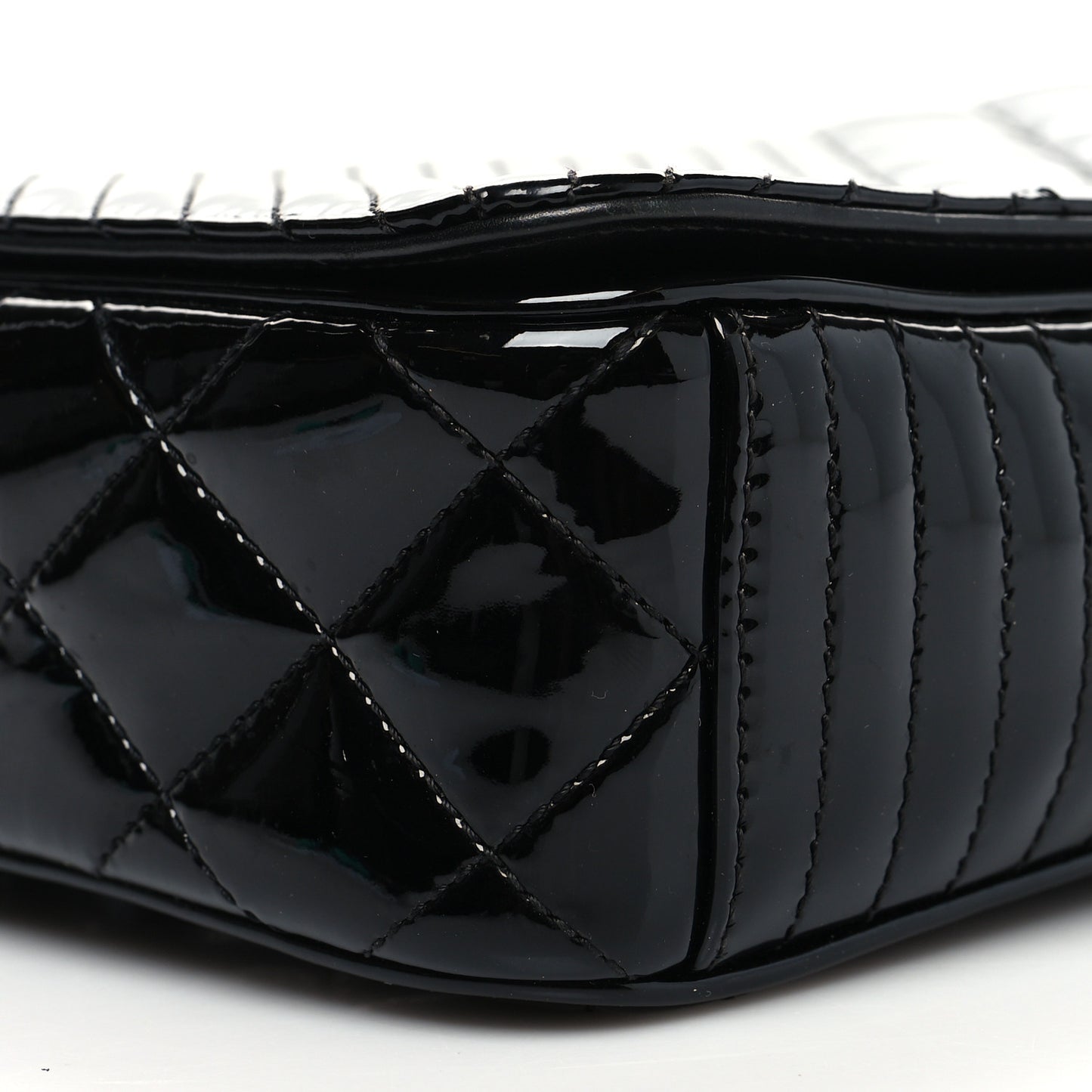 Patent Quilted Medium Coco Boy Flap Black