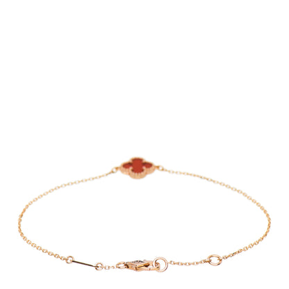 Van Cleef & Arpels 18K Rose Gold Carnelian Sweet Alhambra Bracelet 3 of 5