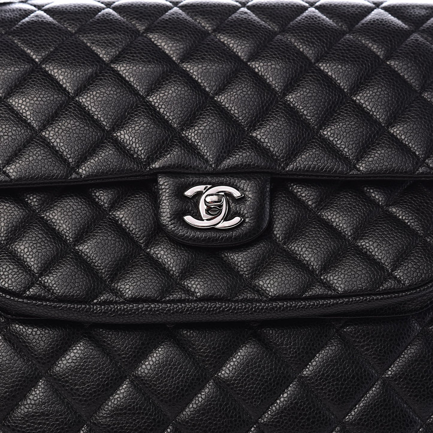 Caviar Quilted Flap Tote Black