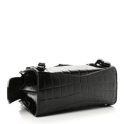 Balenciaga Semi Shiny Calfskin Crocodile Embossed Neo Classic Black Hardware Nano City Crossbody Black 4 of 9