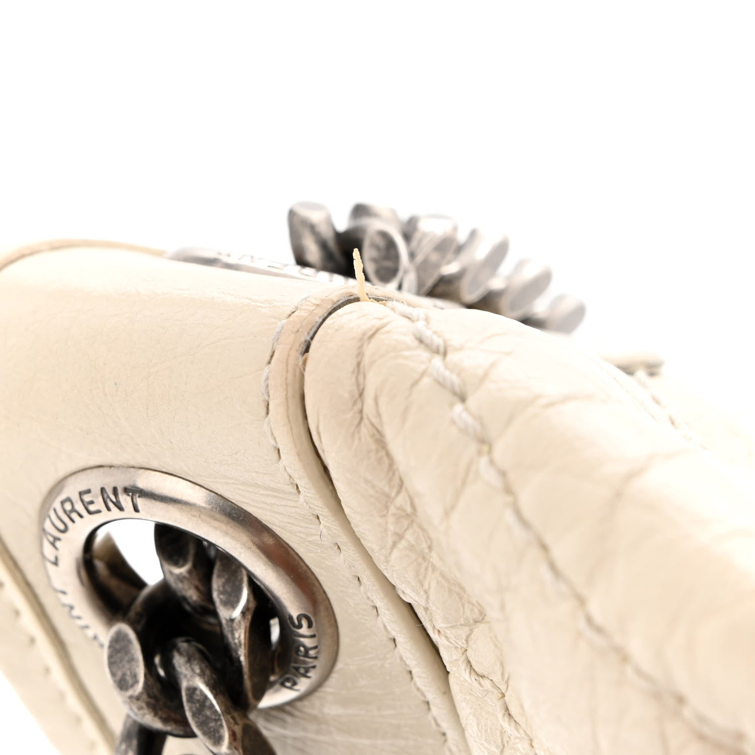 Saint Laurent Crinkled Calfskin Matelasse Monogram Medium Niki Chain Satchel Crema Soft 20 of 20