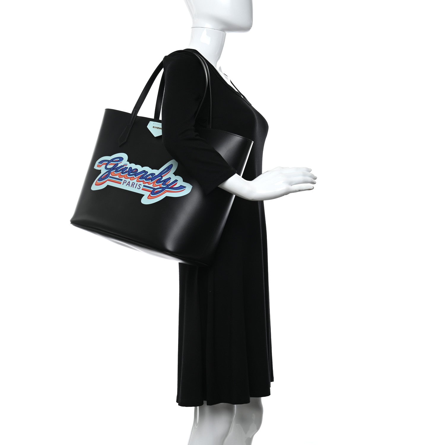 Givenchy Calfskin Logo Print Wing Shopping Bag Black 2 of 10