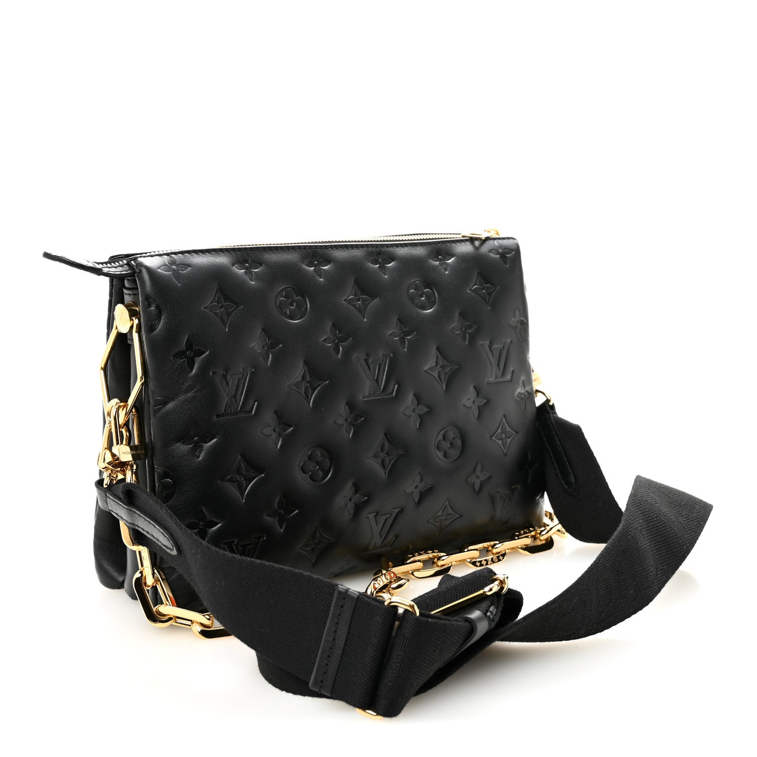 Louis Vuitton Lambskin Embossed Monogram Coussin PM Black 3 of 11