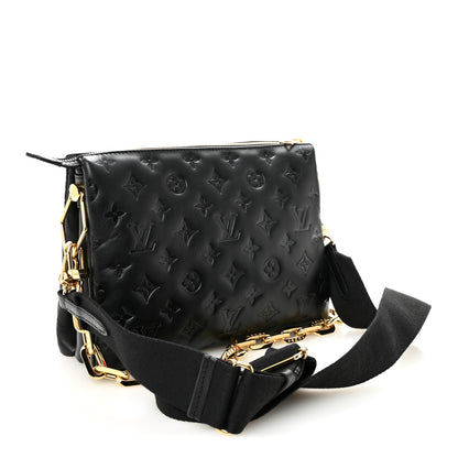 Louis Vuitton Lambskin Embossed Monogram Coussin PM Black 3 of 11