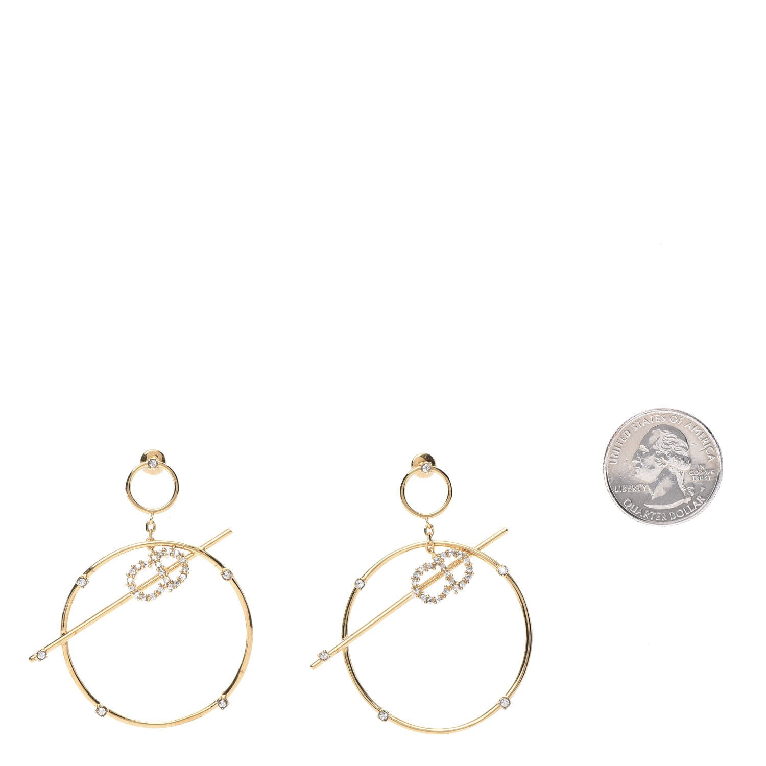 Christian Dior Crystal Hoop Earrings Gold 2 of 4