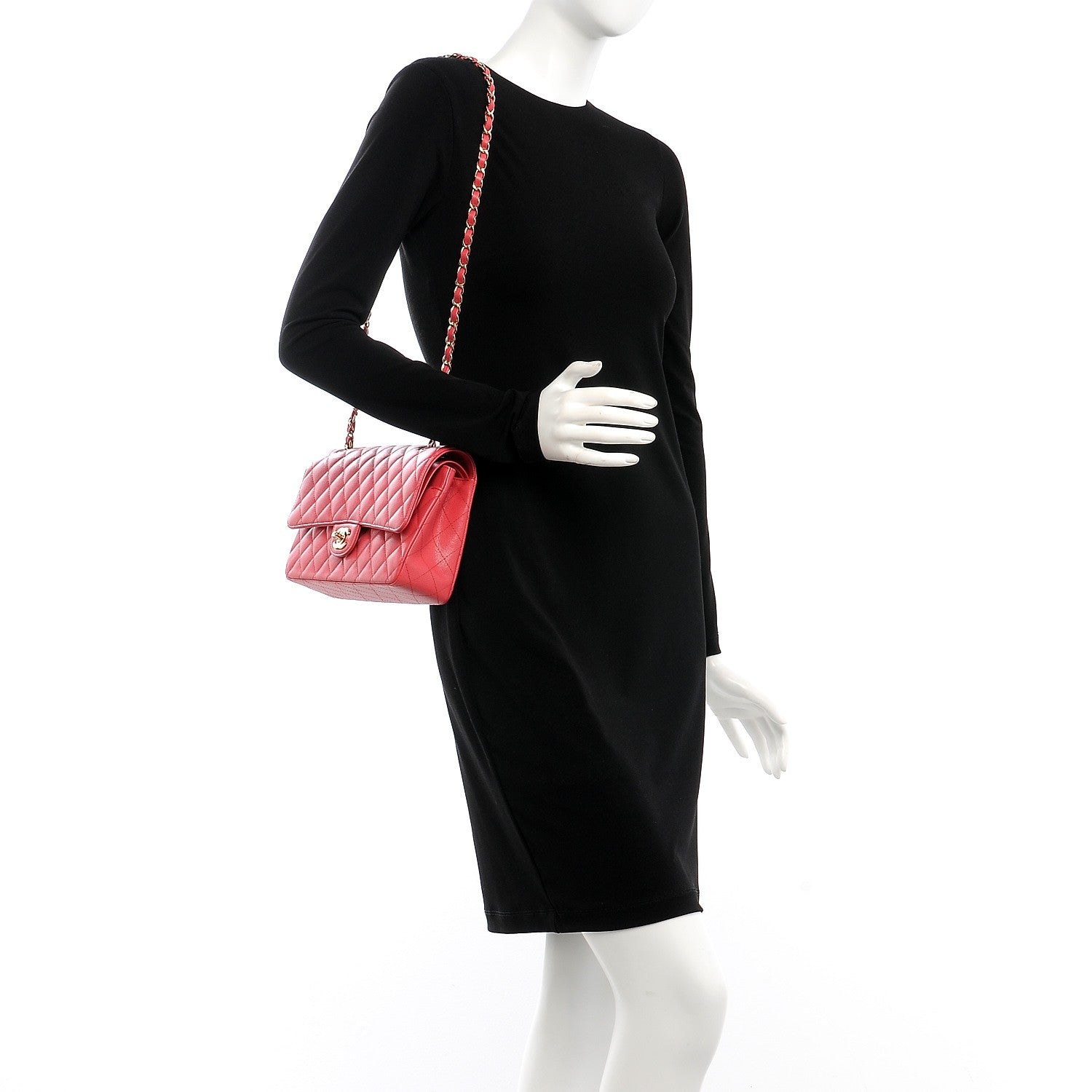 Chanel Caviar Quilted Medium Double Flap Dark Pink 2 of 9