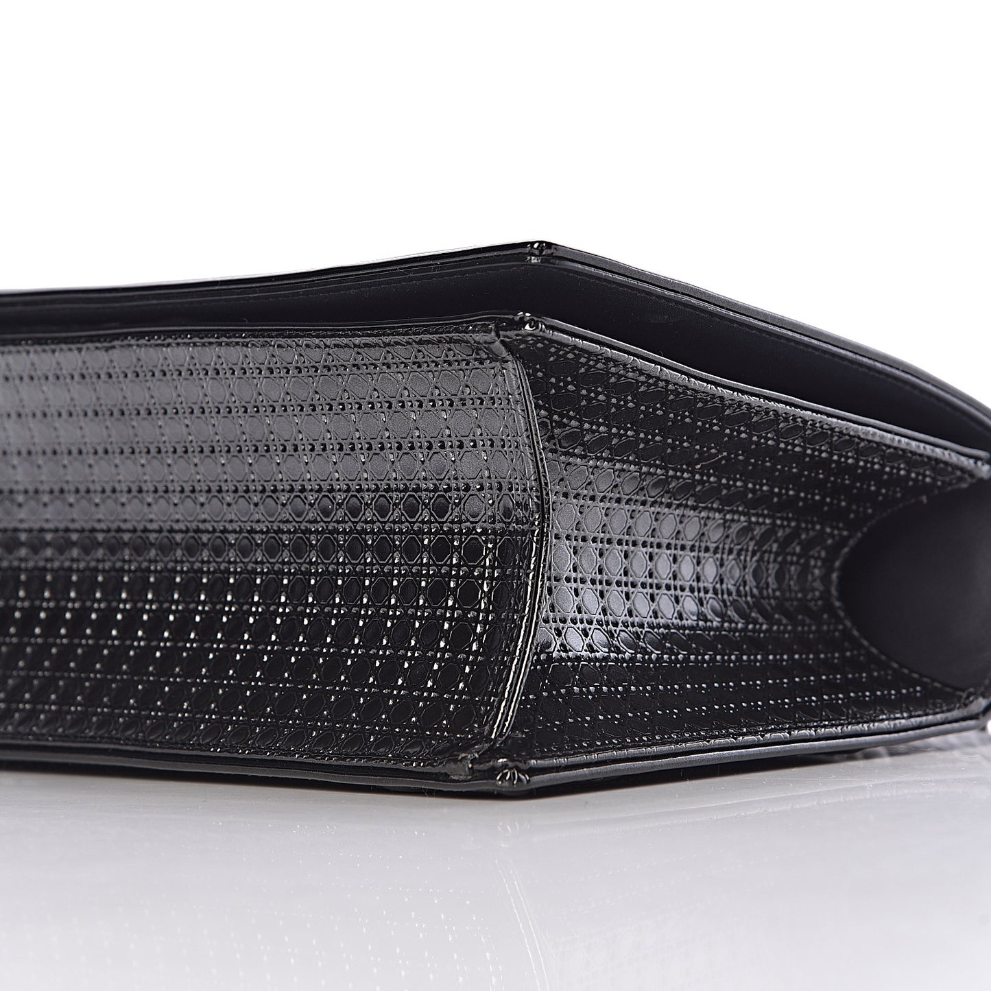 Metallic Patent Micro-Cannage Medium Diorama Flap Bag Graphite