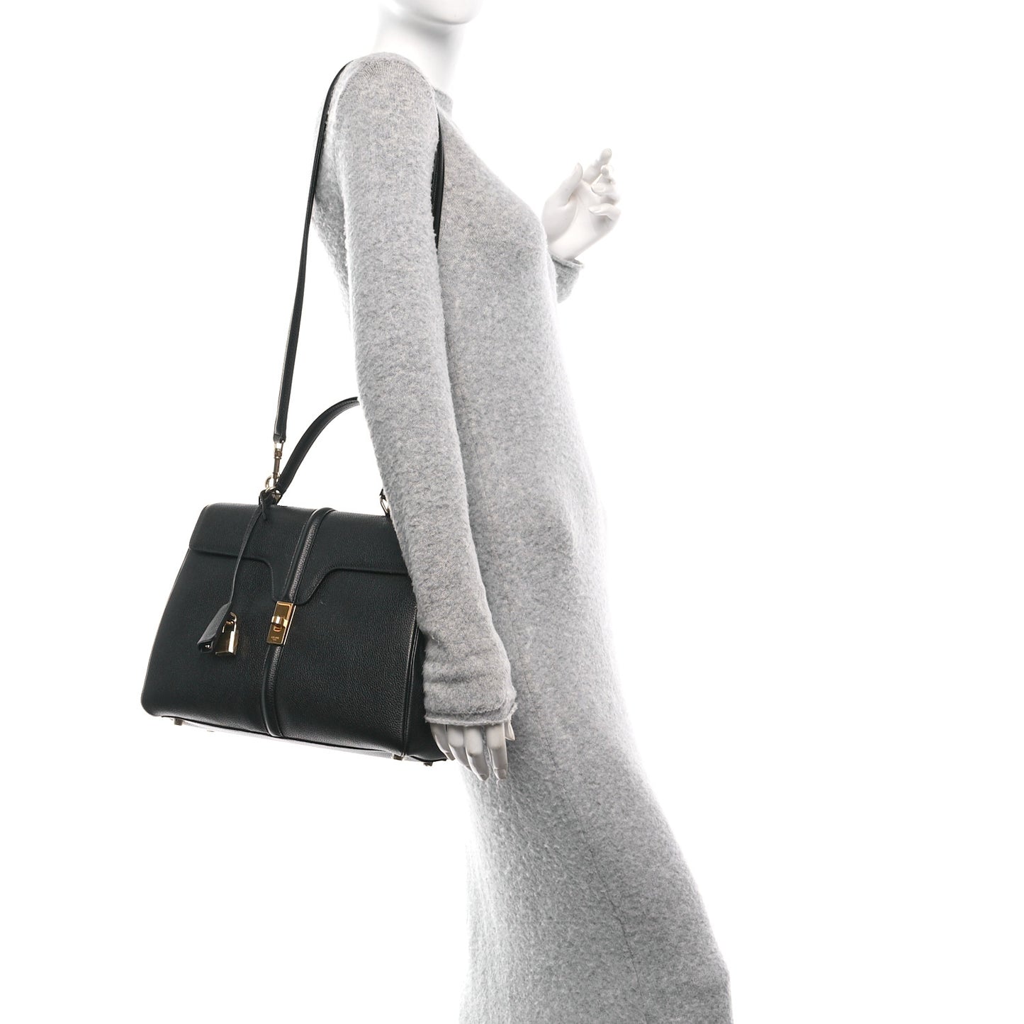 Grained Calfskin Classique 16 Top Handle Bag Black