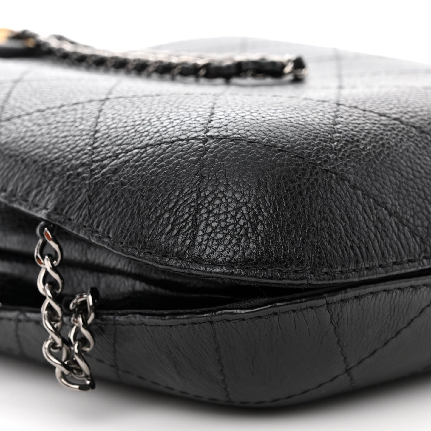Aged Calfskin Quilted Gabrielle Bucket Black