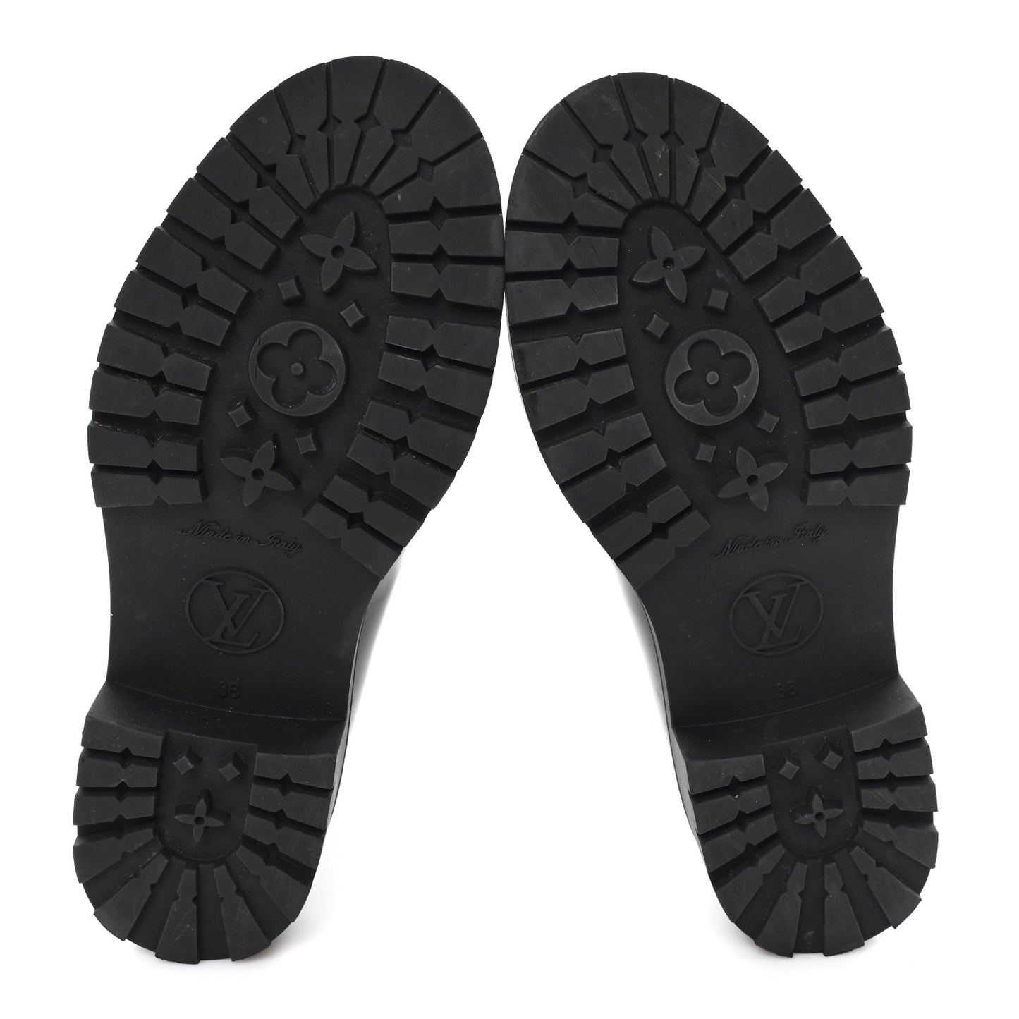 Rubber Embossed Monogram Drops Flat Half Boots 38 Black