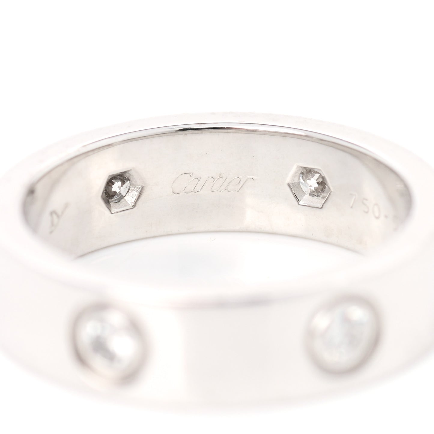 18K White Gold 6 Diamond 5.5mm LOVE Ring 54 7