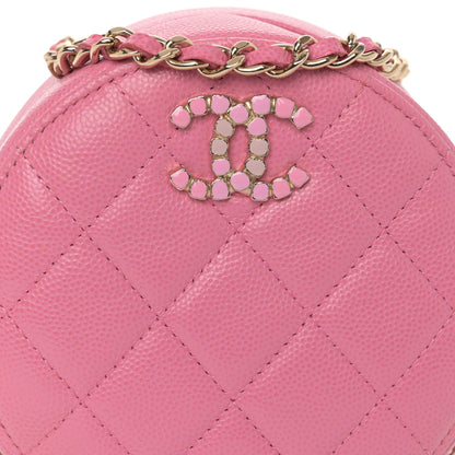 Chanel Caviar Quilted Gripoix CC Round Clutch With Chain Pink 11 of 11