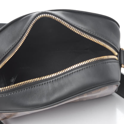 Fendi Glazed Fabric Vitello Century F is Fendi FF 1974 Stamp Patch Camera Case Mogano Panna Black 5 of 8