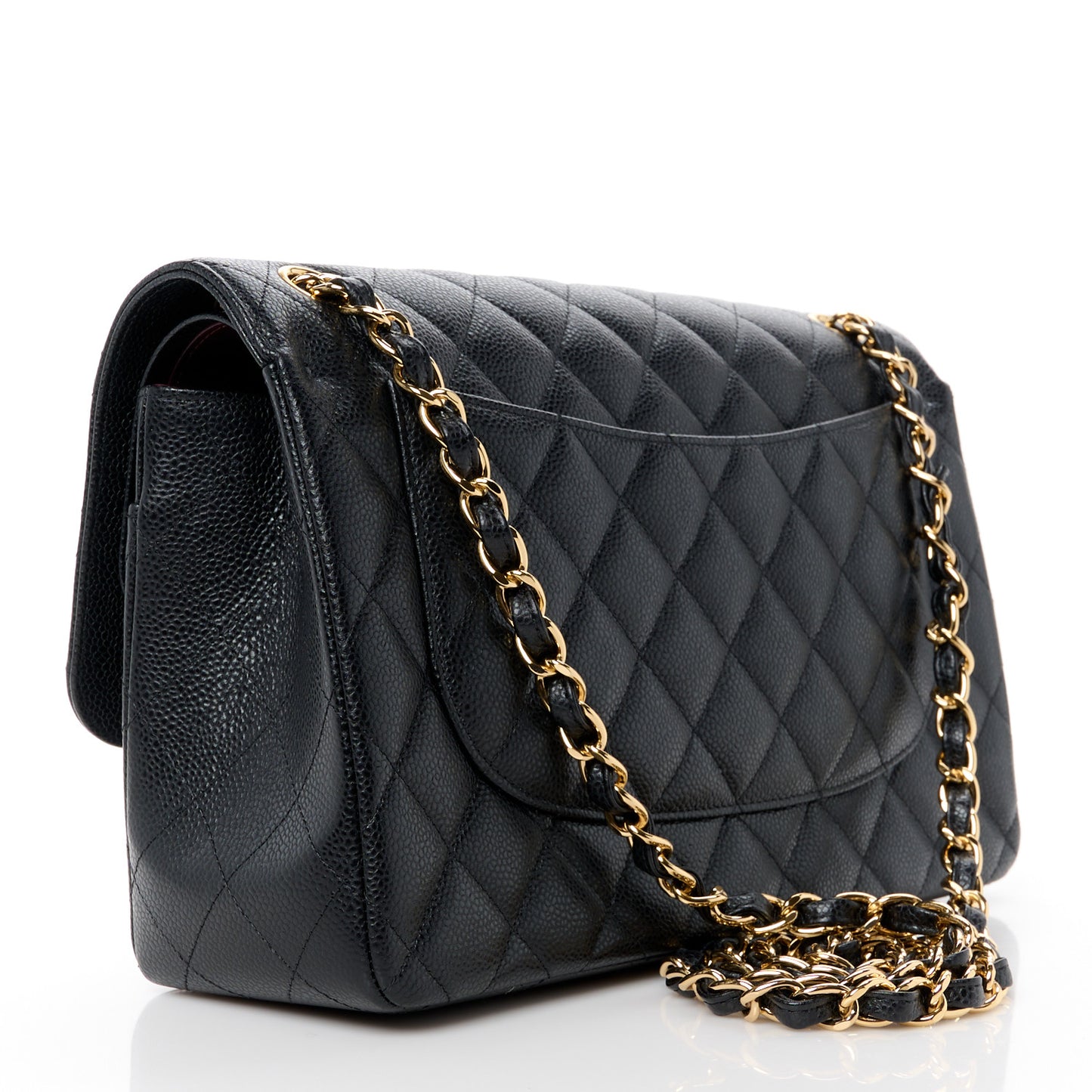 Caviar Quilted Jumbo Double Flap Black