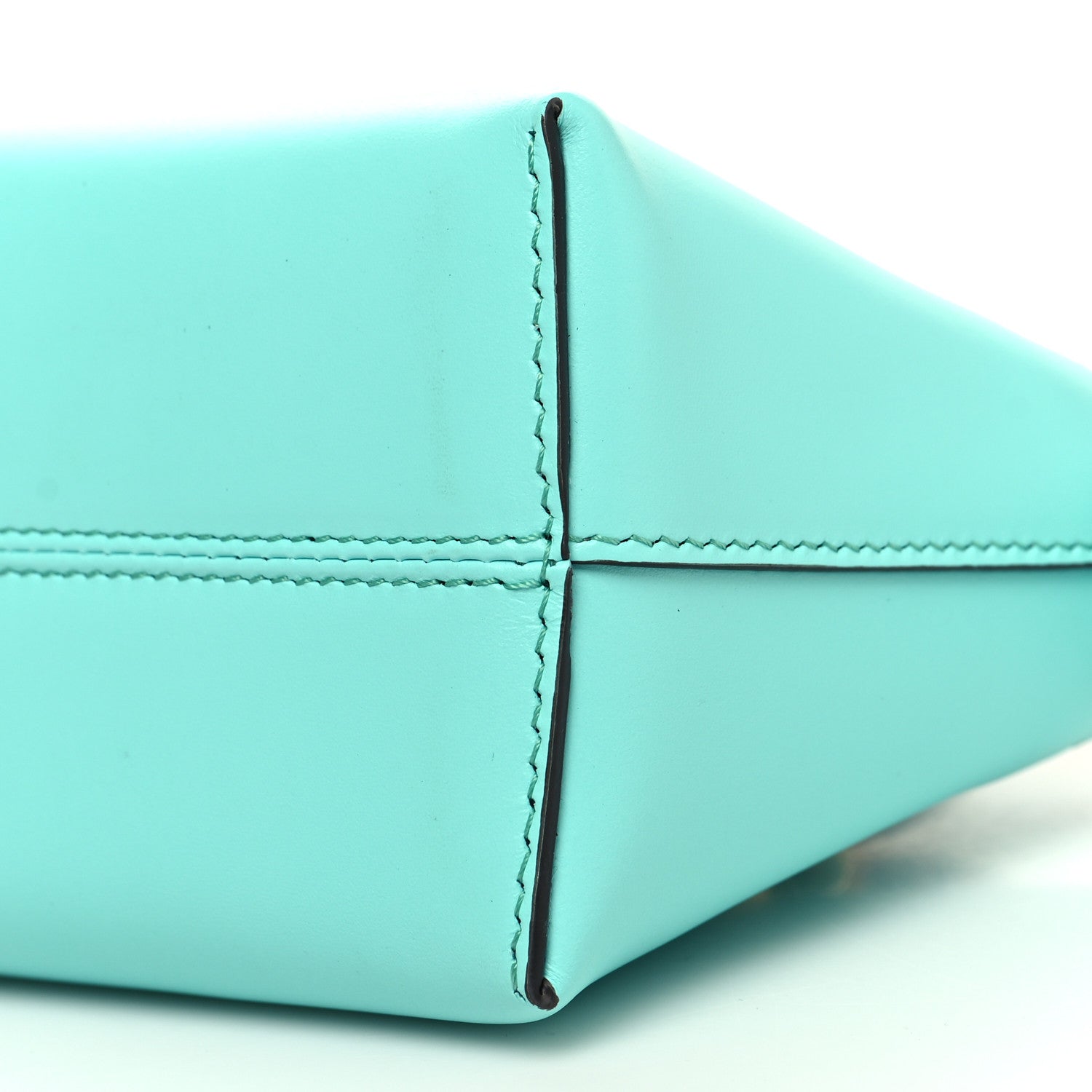 Fendi Vitello King Plexiglass Logo Embossed Mini By The Way Top Handle Boston Bag Spring Turquoise 10 of 10