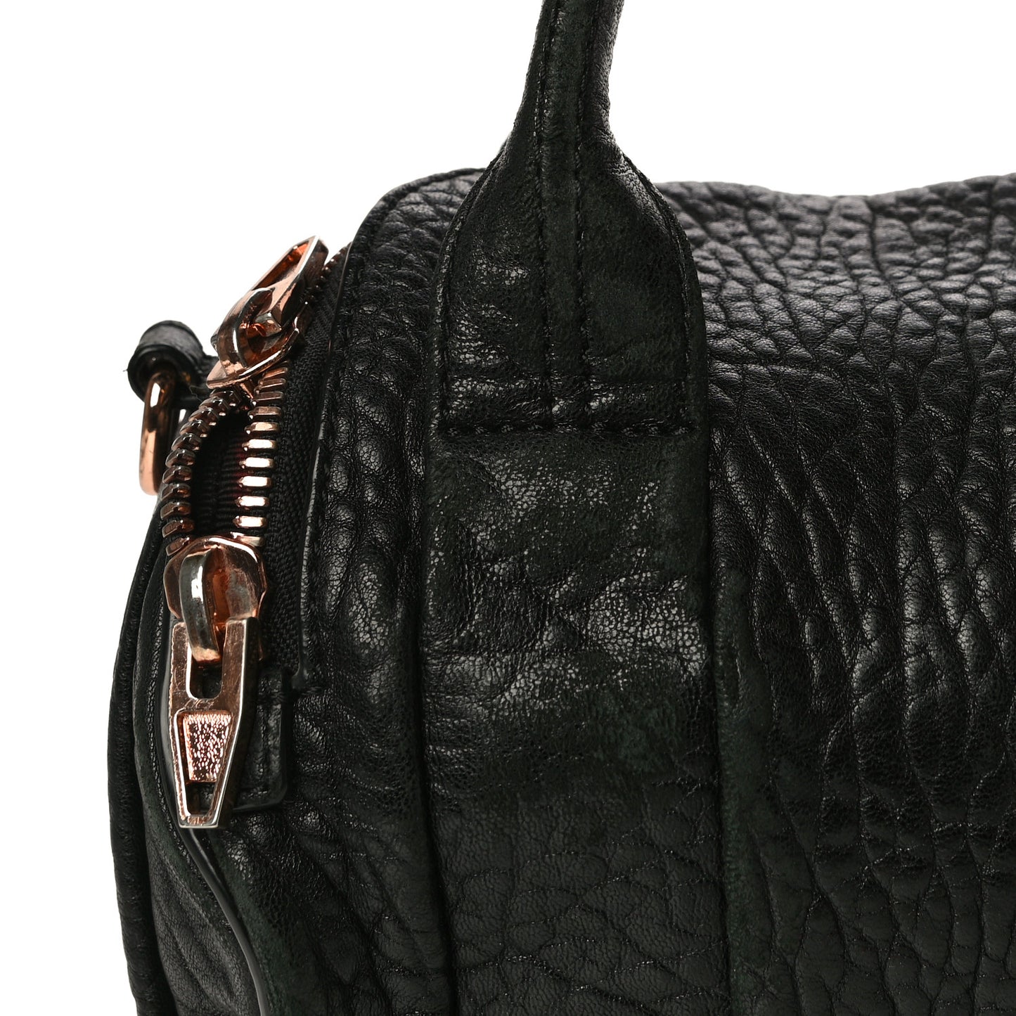 Pebbled Lambskin Mini Rockie Black Rose Gold Hardware