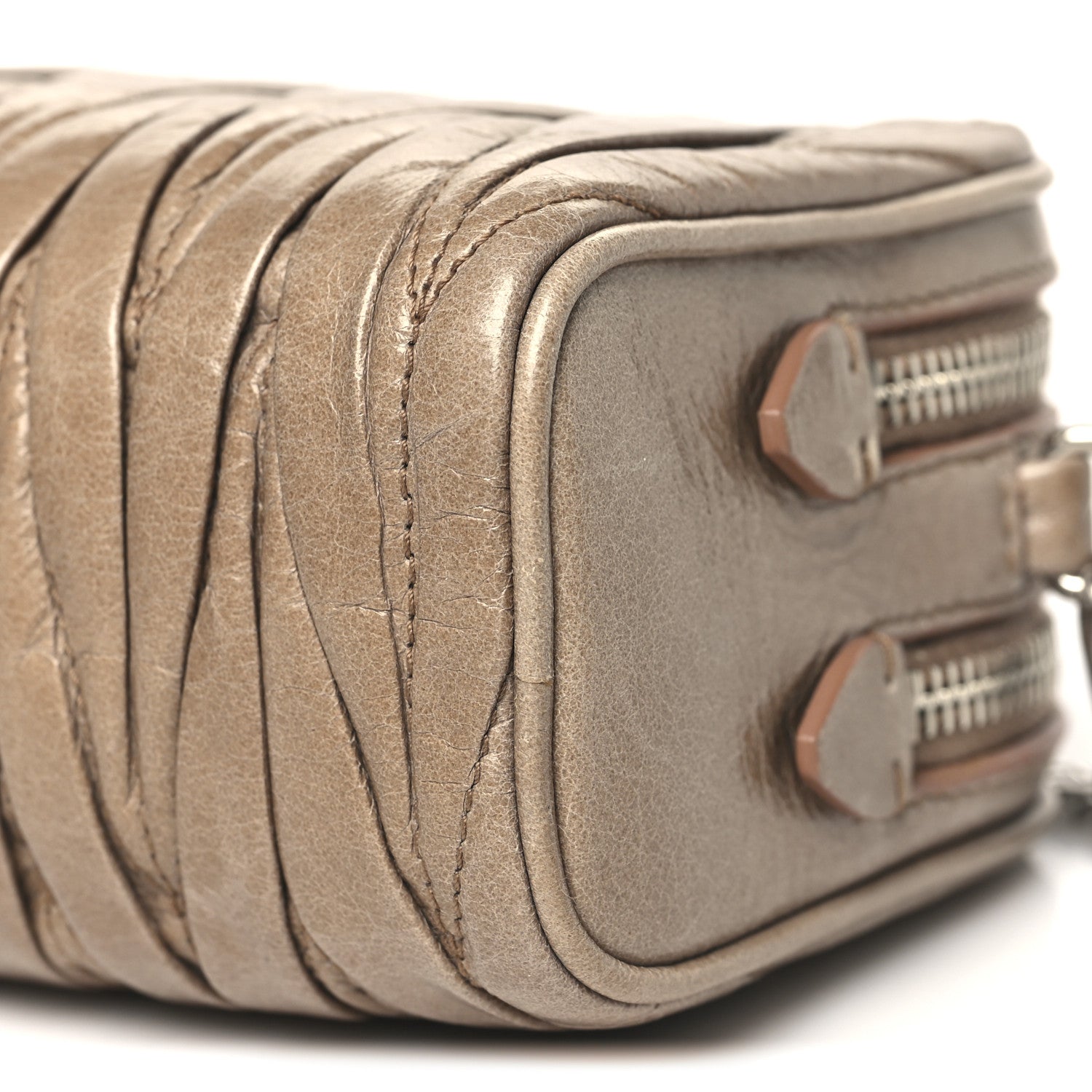 Miu Miu Vitello Lux Matelasse Double Zip Chain Crossbody Bag Cammeo 11 of 11