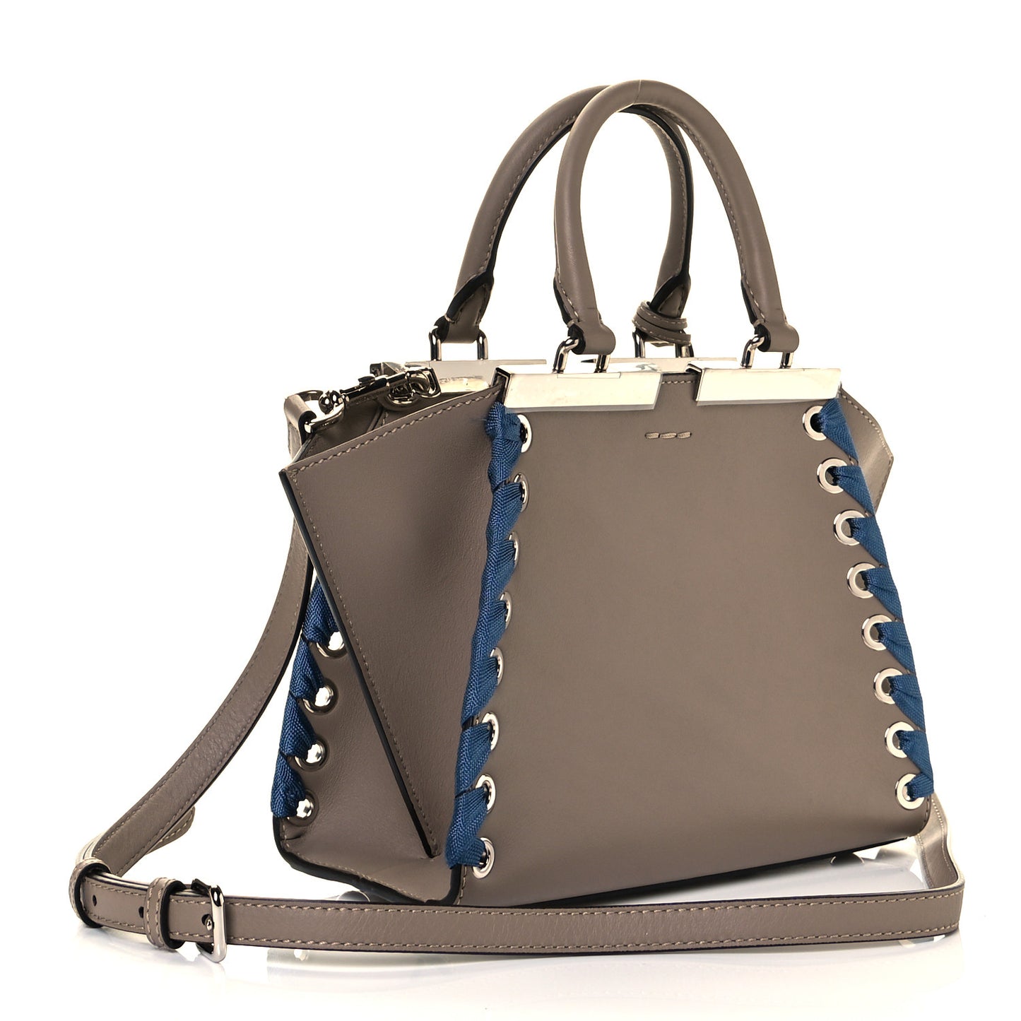 Vitello Dolce Ribbon Lace Up Mini 3Jours Tote Tortora Ceruleo