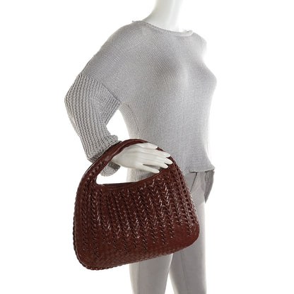 Bottega Veneta Shiny Goatskin Intrecciato Small Tornabuoni Hobo Bramble 2 of 9