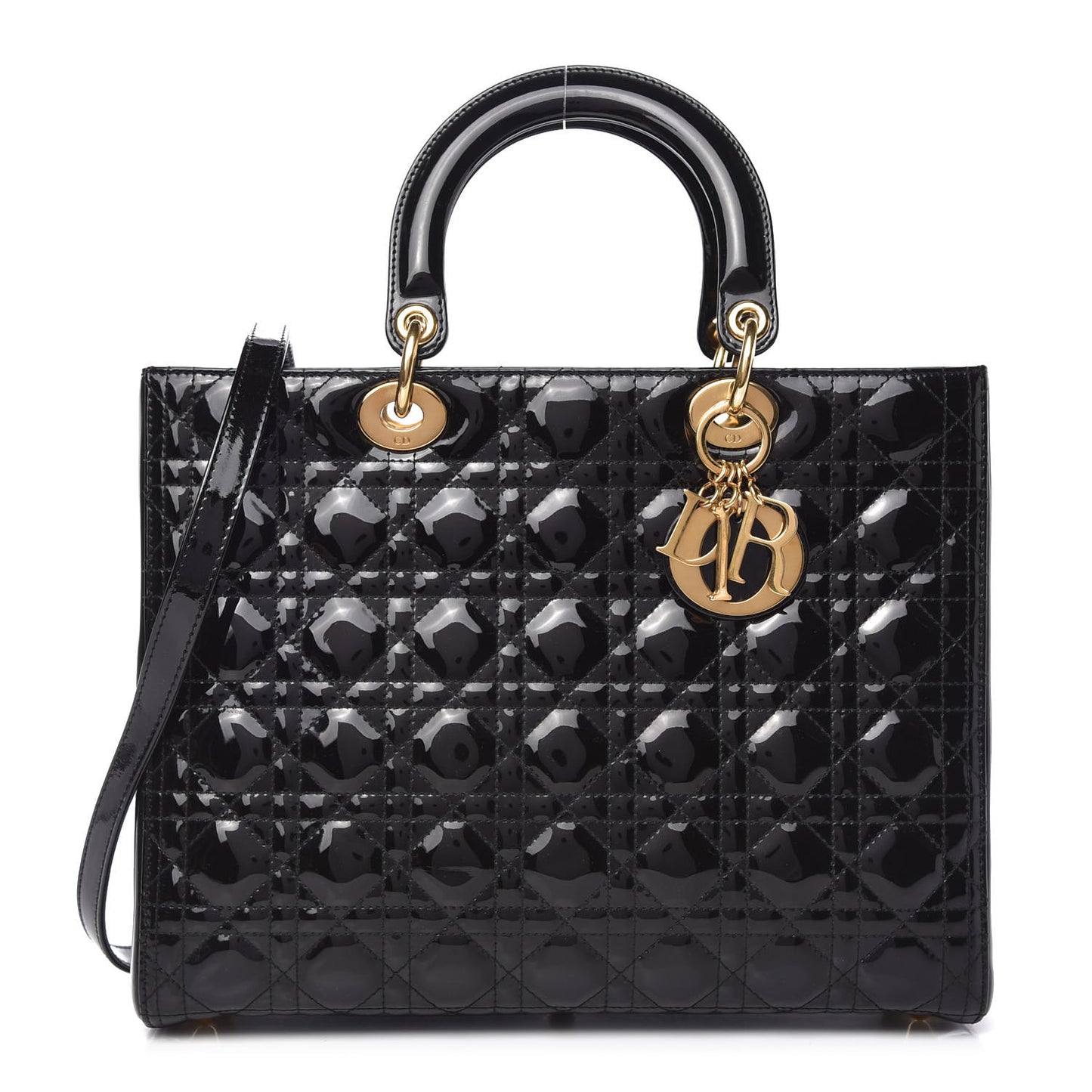 Patent Cannage Large Lady Dior Black