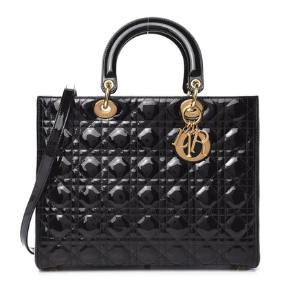 Christian Dior Patent Cannage Large Lady Dior Black 1 of 10