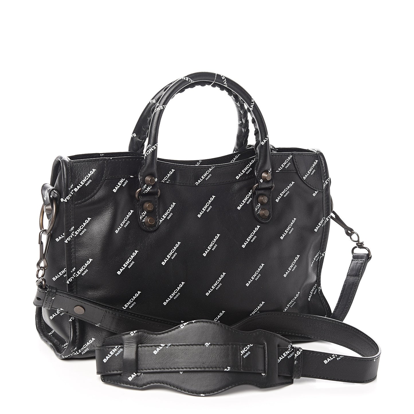 Veau Allover Logo Classic Hardware S City Black White