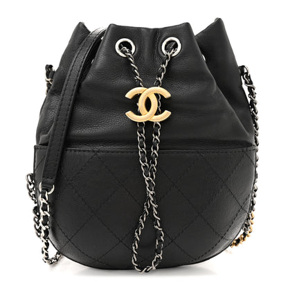 Chanel Aged Calfskin Quilted Small Gabrielle Bucket Black 1 of 10