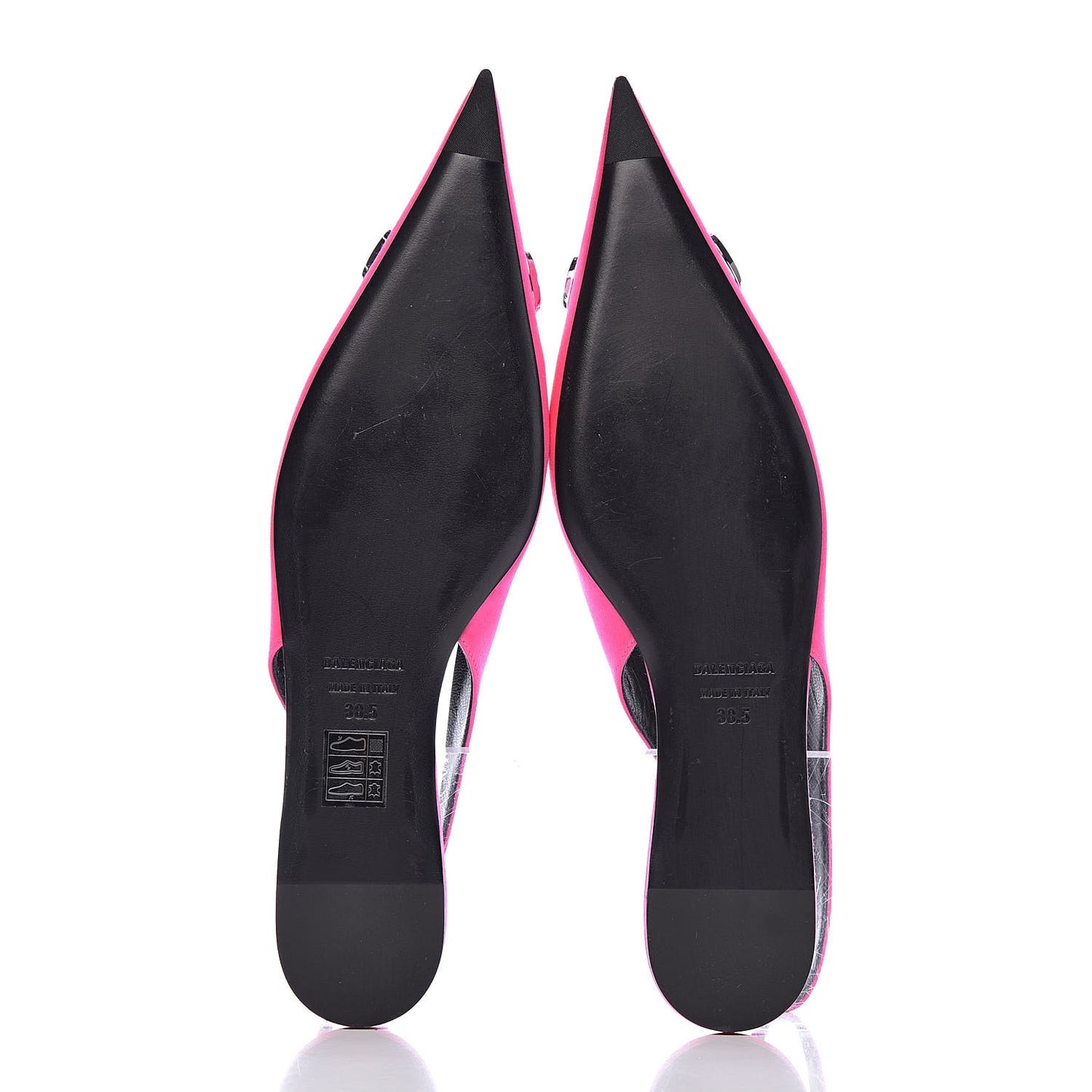 Satin BB Knife Pointy Toe Slingback Flats 38.5 Neon Pink