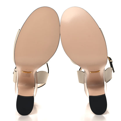 Gucci Cosmos Softy Calfskin Wooden Interlocking G Cut-Out 30/120mm Platform Sandals 40 Mystic White 6 of 9