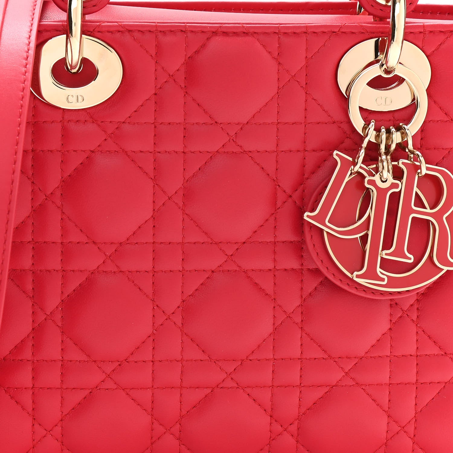Christian Dior Lambskin Cannage Small My ABCDior Lady Dior Red 8 of 10