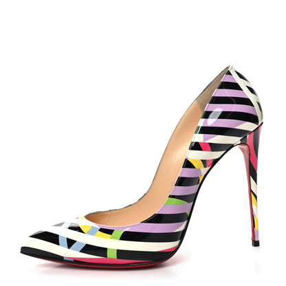 Christian Louboutin Patent Cinestripes Pigalle Follies 100 Pumps 41 Multi 1 of 7