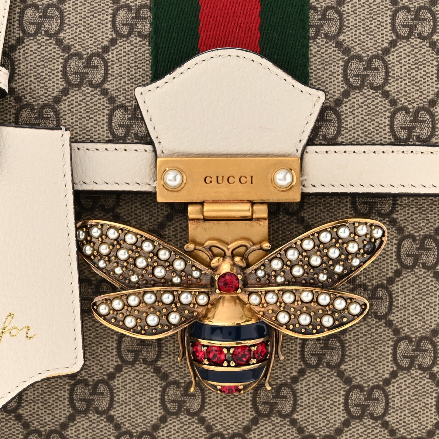 GG Supreme Monogram Small Queen Margaret Top Handle Bag White