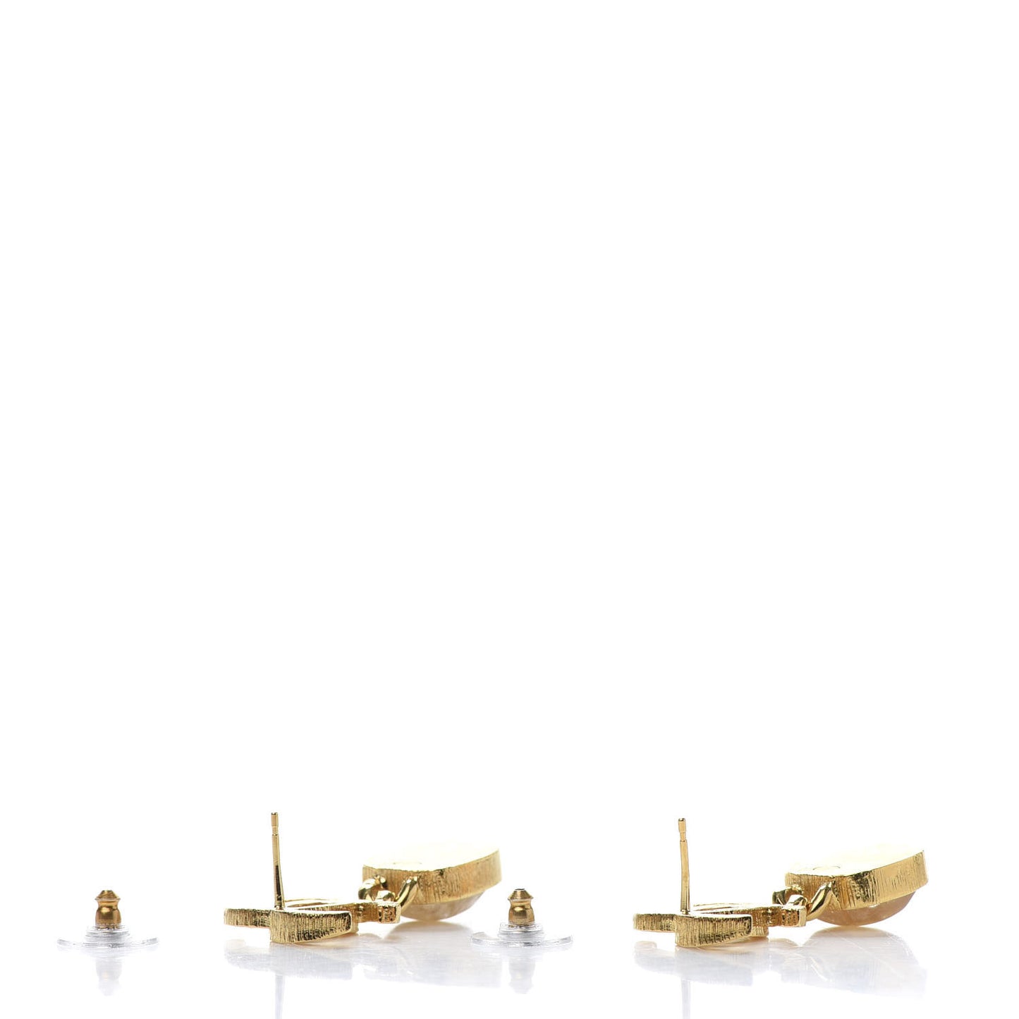 Metal Natural Stones CC Drop Earrings Gold