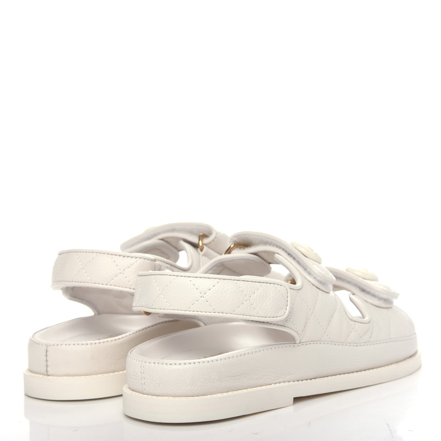 Chanel Grained Calfskin Velcro Dad Sandals 35.5 White 4 of 11