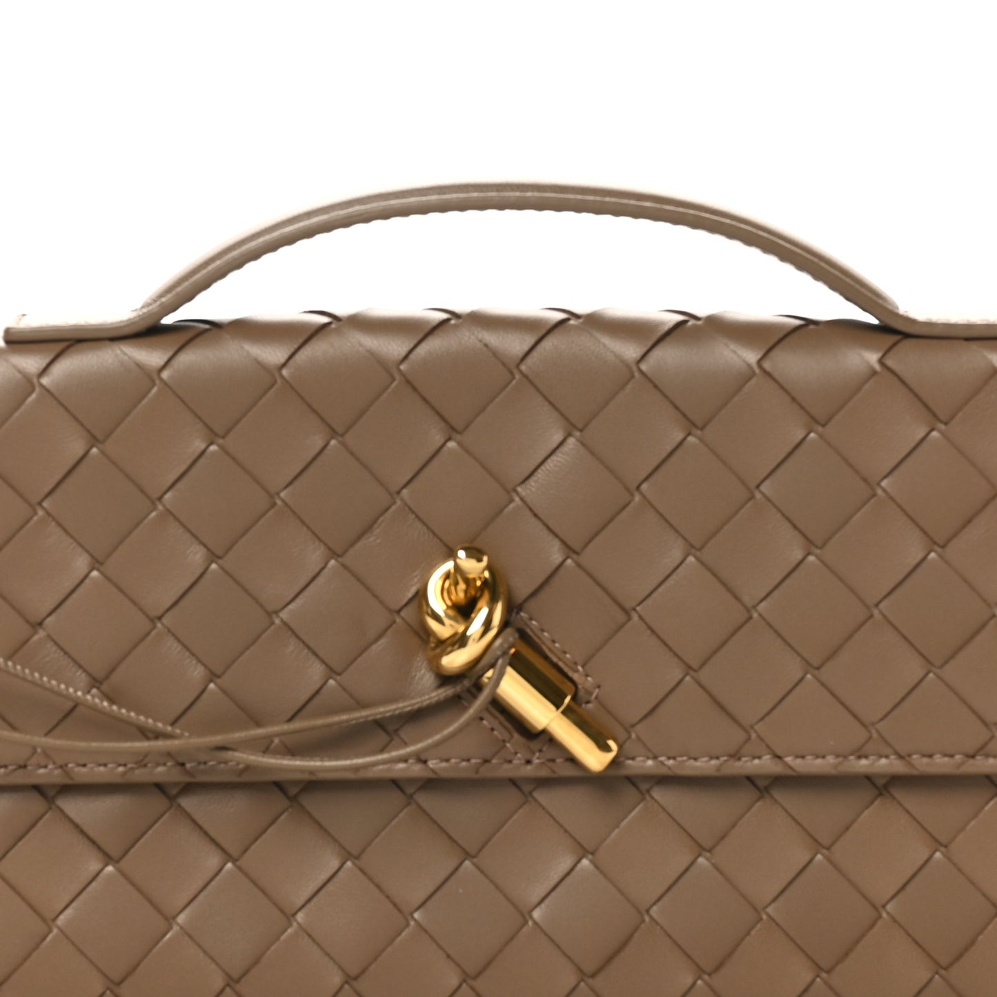 Nappa Intrecciato Long Andiamo Top Handle Clutch Pinecone