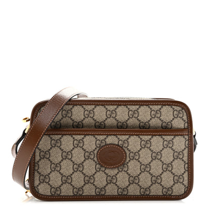 Gucci GG Supreme Monogram Azalea Calfskin Mini Retro Interlocking G Shoulder Bag Beige Ebony Brown Sugar 1 of 13