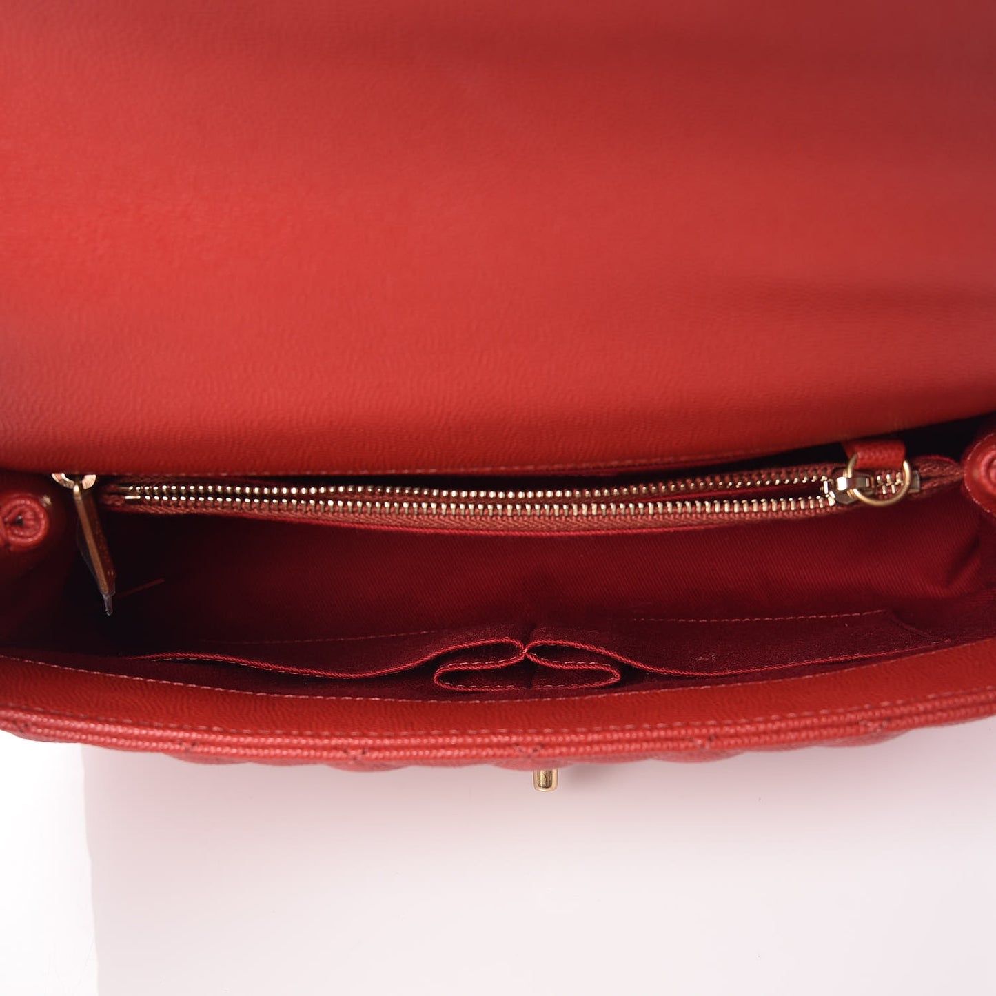 Caviar Lizard Quilted Small Coco Handle Flap Red