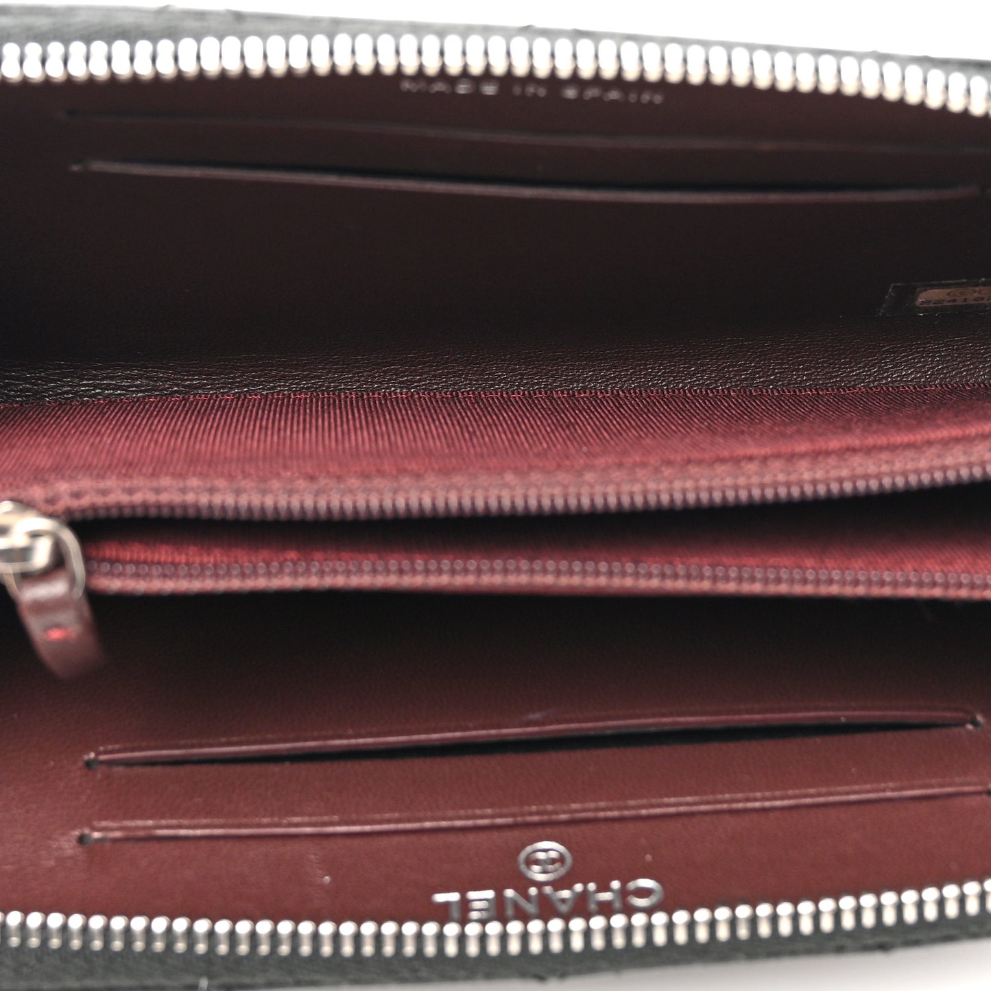 Lambskin Quilted Medium Zip Around Wallet Black