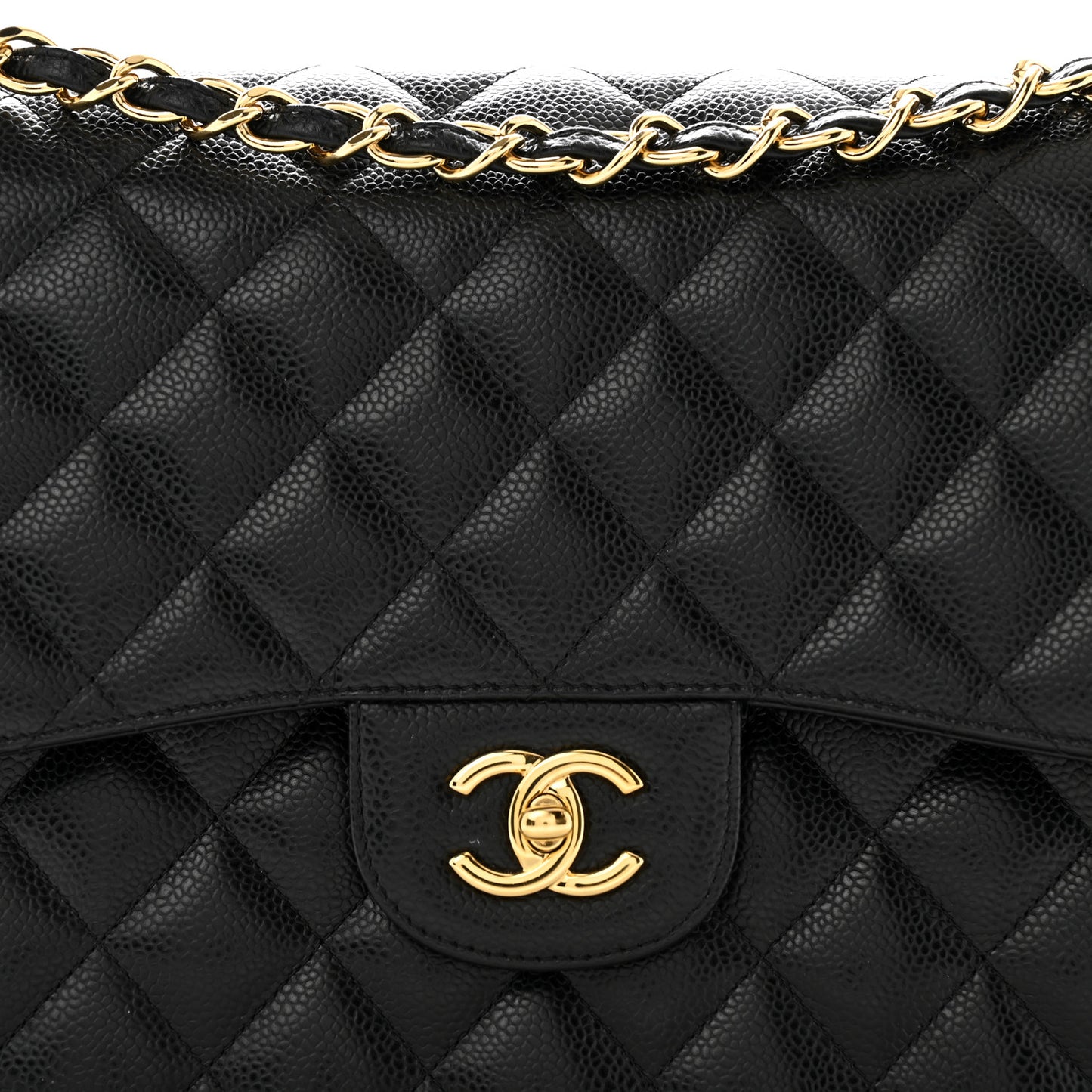 Caviar Quilted Jumbo Double Flap Black