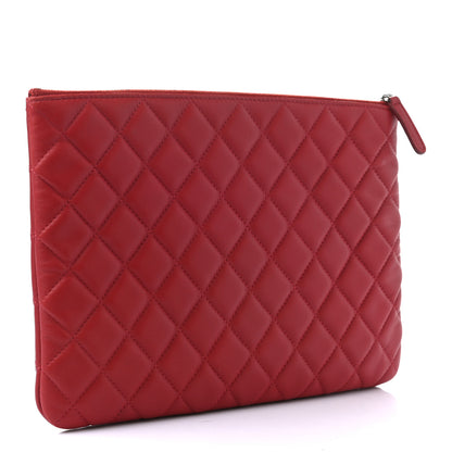 Chanel Lambskin Quilted Medium Cosmetic Case Red 3 of 8