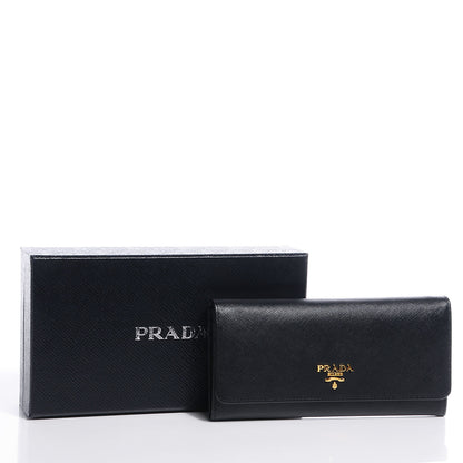 Prada Saffiano Metal Continental Wallet Nero Black 5 of 9