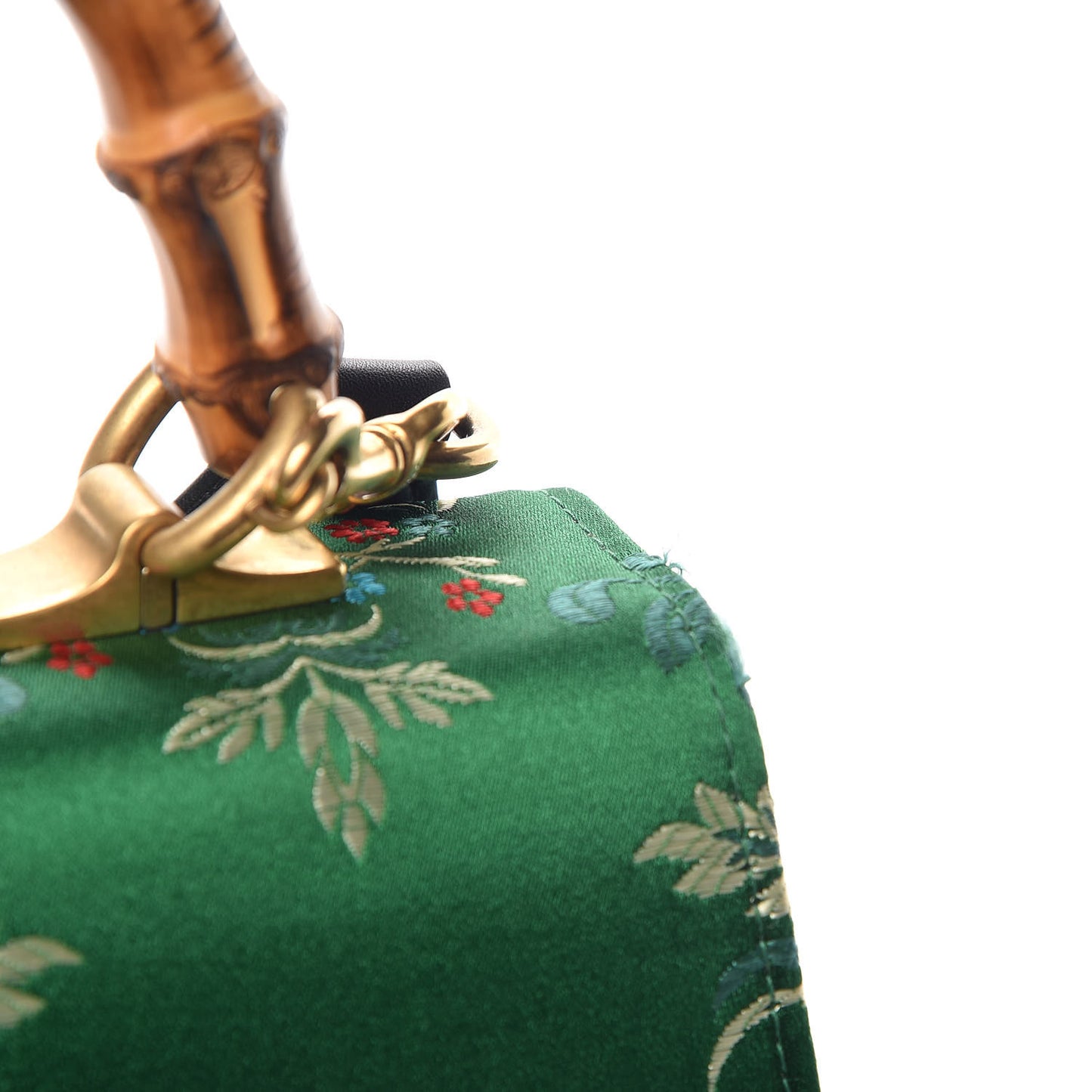 Jacquard Bamboo Web Floral Medium Dionysus Top Handle Bag Green Red