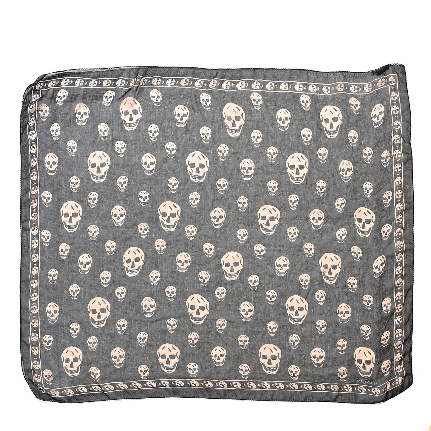 Silk Chiffon Skull Scarf Black Blush