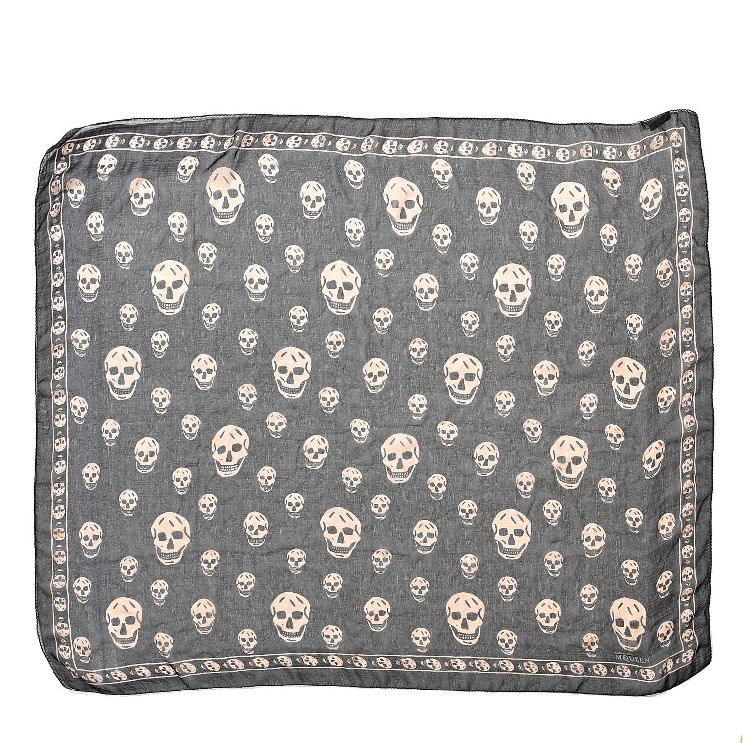 Alexander McQueen Silk Chiffon Skull Scarf Black Blush 1 of 5